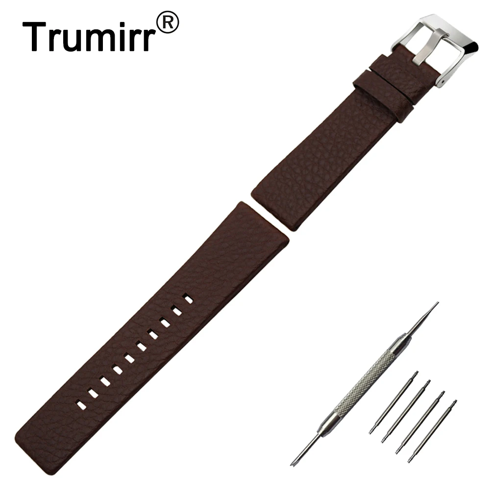 Achat 20mm 24mm 26mm 27mm 28mm Véritable Bracelet En Cuir pour Diesel DZ7313 22 7257 montre Bracelet Bande En Acier Boucle Bracelet Brun