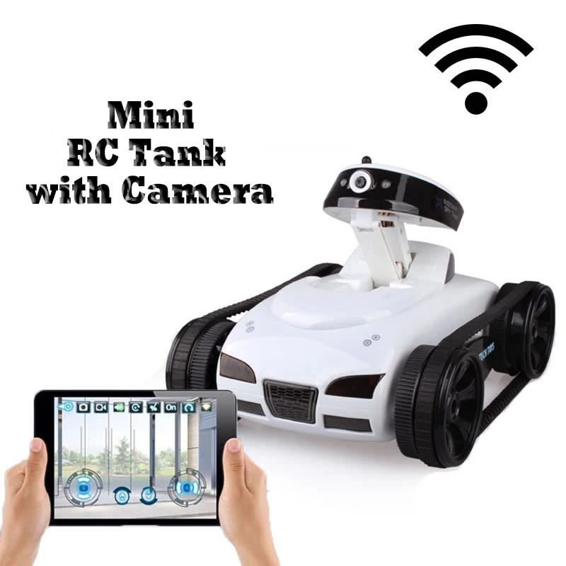 

iPhone / iOS WiFi RC i-Spy Tank with Live Video Camera Functions black & white F04110 wifi iphone remote control tank NSWOB