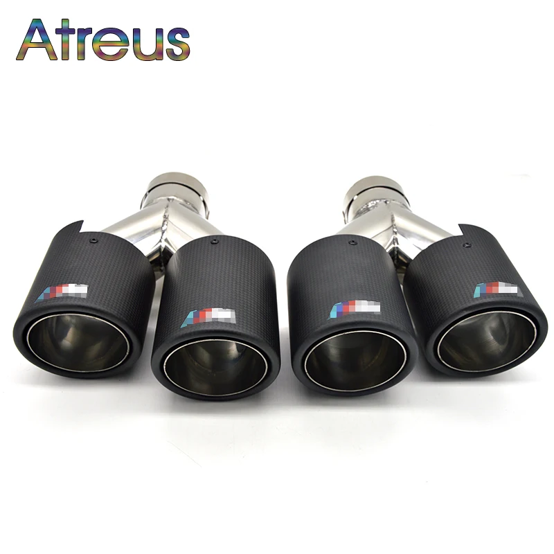 

2pcs Inlet (57mm) Outlet (90mm) M performance Carbon Fiber Car Exhaust Pipe Tip Motorsport Modified For BMW M Power Accessories