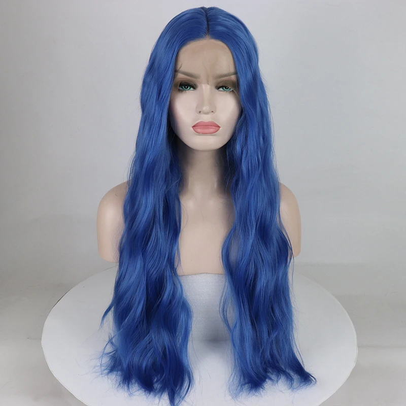 

Fantasy Beauty Lace Wigs Blue Synthetic Lace Front Wig Long Light Wavy Lace Front Synthetic Wigs For Women