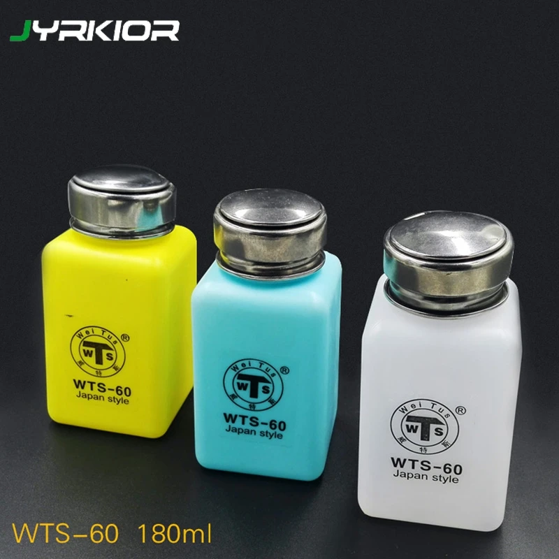

Jyrkior 180ML ESD Fluid Dispenser Plastic Alcohol Bottle Flux Liquid Bottle Press Pump for Soldering Iron Clean Tool
