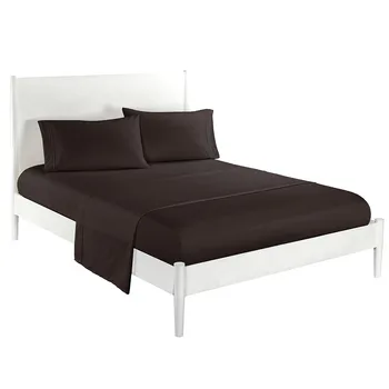 

4Pcs/Set Simple Series Durable Solid Coffee Bedding Set Bed Sheet Bed Mattress 2 Pillow Cases Polyester Bedding Set Full Size