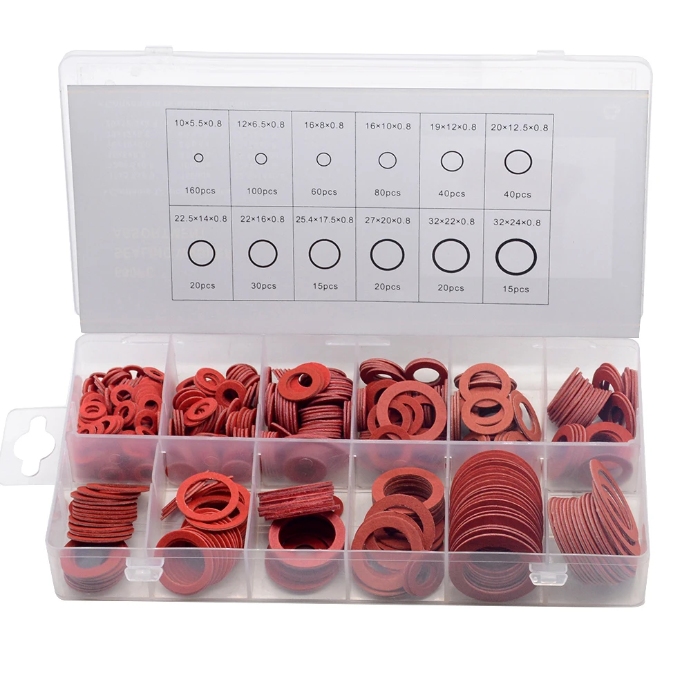 

600Pcs Insulation Washer Red Steel Paper Set Boxed Insulated Washer Gasket Red Steel Paper Fast Bar Red Meson Red Paper Flat Pad