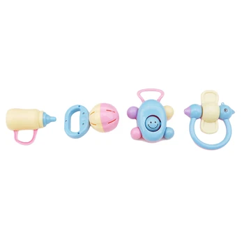 

Cute Cartoon Hand Bell Ring Music Baby Accessories Newborn Gifts Infant Grasp Training Plastic Appease Toys Rattles Teether 4pcs