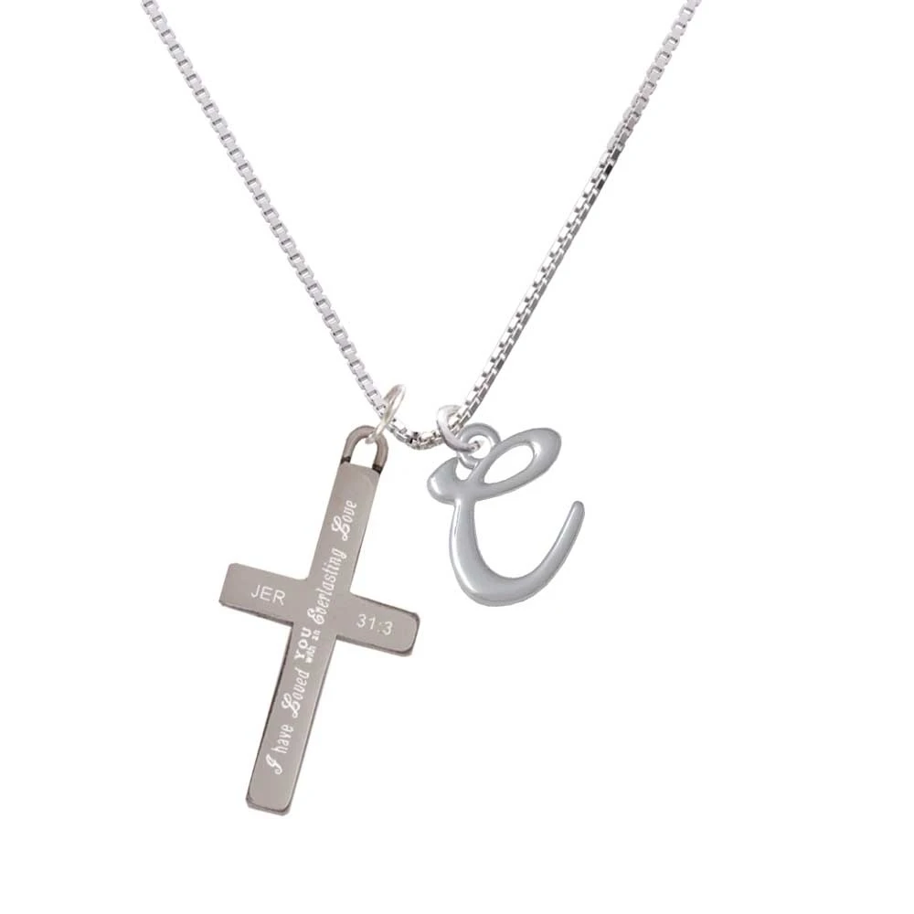 Small Gelato Script Initial - C - - Everlasting Love - Cross Necklace