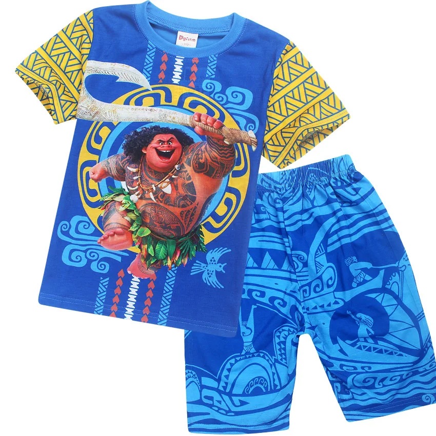 Г. Новая одежда с рисунком Моана Одежда для мальчиков пижамный комплект, костюм в стиле Мауи, комплект из 2 предметов, одежда для сна для маленьких мальчиков Vaiana, летние спортивные костюмы