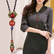 SUPIN Moda Vintage Estilo Popular Retro Grano de la Flor Colgante Cadena Larga Del Suéter Ropa Accesorios Bijoux Femme Maxi Collar