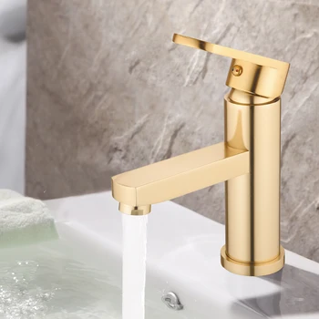 

2 Styles Space aluminum Bathroom Basin Faucet, European Retro Basin Faucet Mixer Water Tap Gold Plated Wholesale