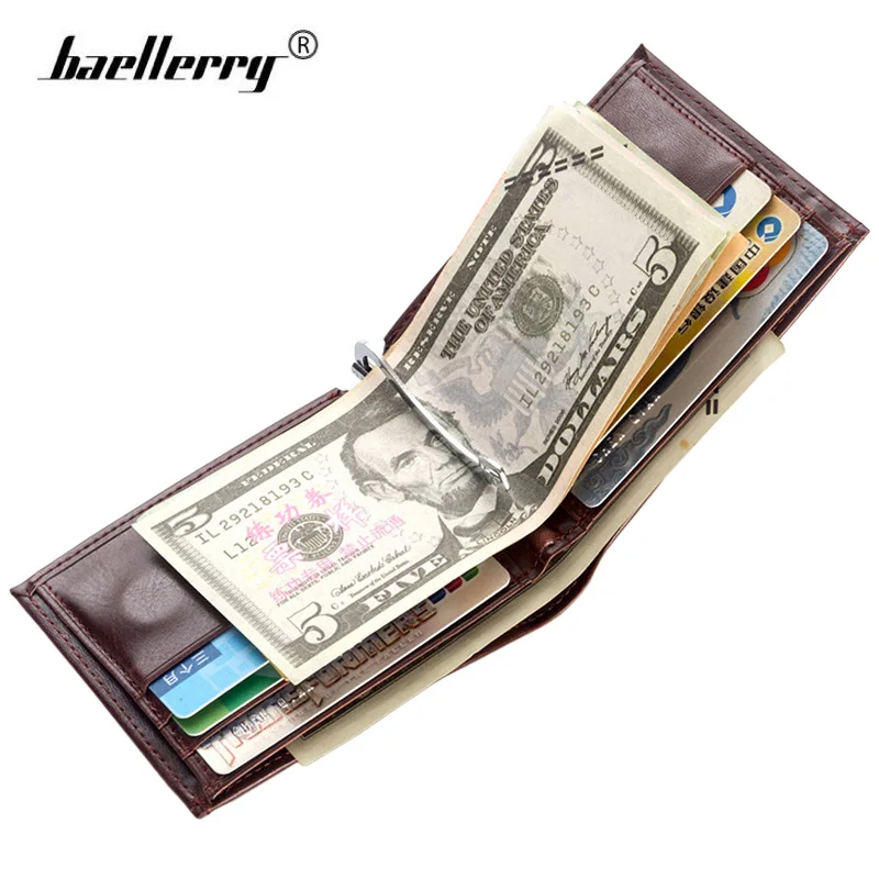 

Luxury Leather Money Clip Wallet Men Slim Billfold Magnetic Men Wallets Small Clamp for Money Clips Holder Mini Coin Card Purse