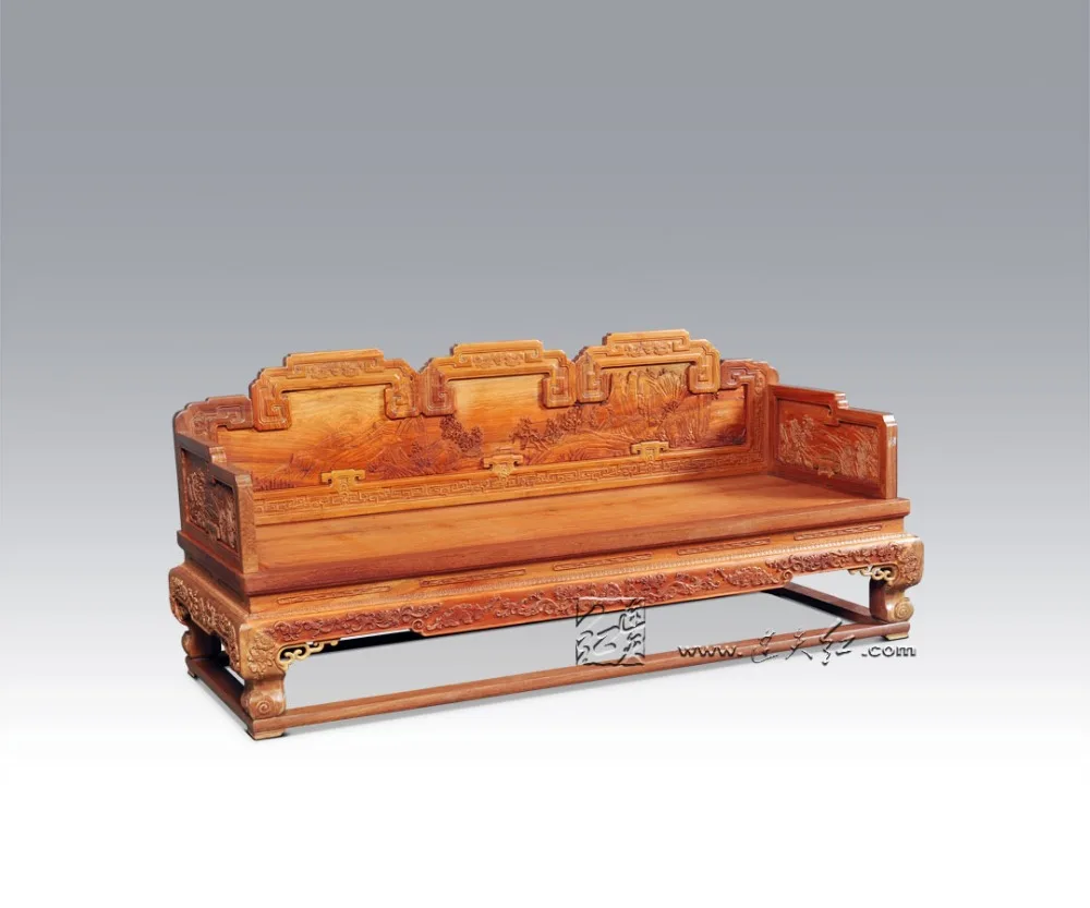 Китайский Royal палисандр мебель Padauk диван-кровать 3 место тройной стул твердая деревянная кушетка Классическая антикварные кресла Sleeper