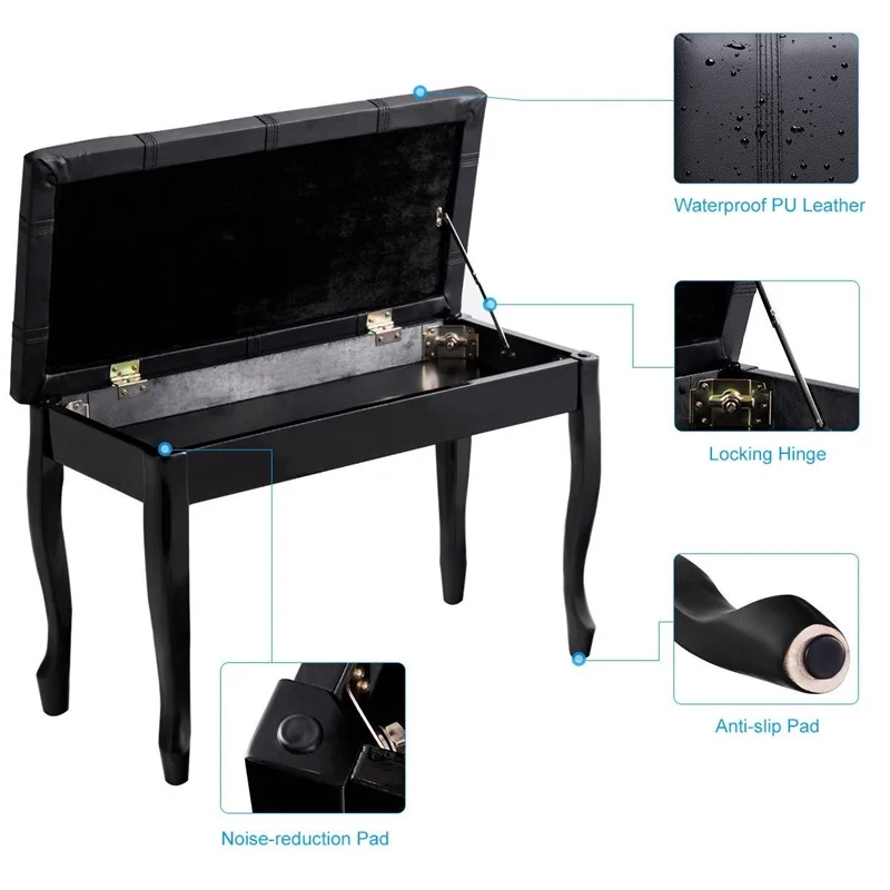 Solid Wood PU Leather Piano Bench with Storage Elegant Appearance and Light Weight Solid Durable Wood Construction HW60305 Solid Wood PU Leather Piano Bench with Storage Elegant Appearance and Light Weight Solid Durable Wood Construction HW60305