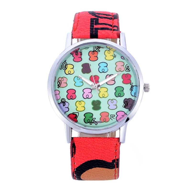 

Top Style Fashion Women's Luxury red Leather Band Analog Quartz WristWatch Silver Ladies Watch Women Dress Reloj Mujer Clock