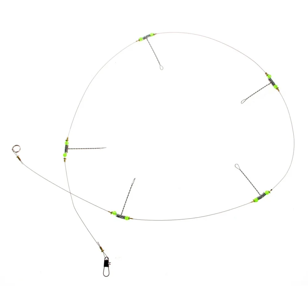 Anti-Winding 6 Swivel String Fishing Hook Steel Rigs Wire Leader Hooks High Quality Steel Fishhooks