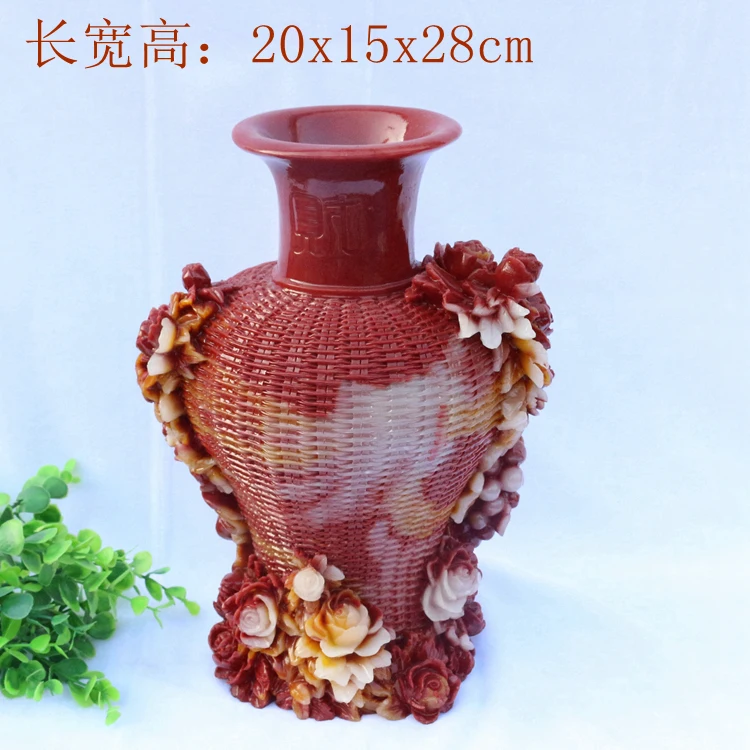 

Hand engraving Artwork Jade carving landscape lotus stone Shoushan Stone Vase Decoration decoration