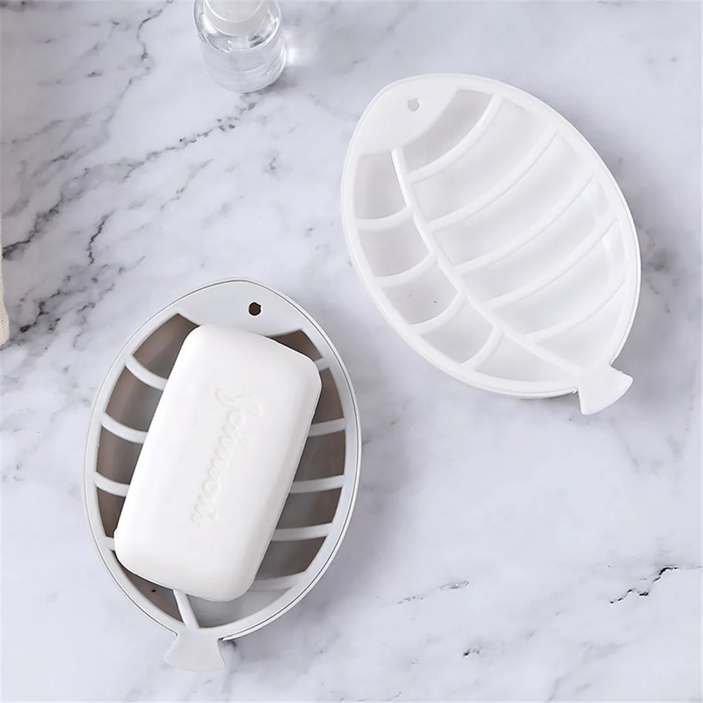 

Cute Fish Shaped Double-Deck Drain Soap Dish Box Soap Holder Sponge Rack Portable Soap Dishes Bathroom Products