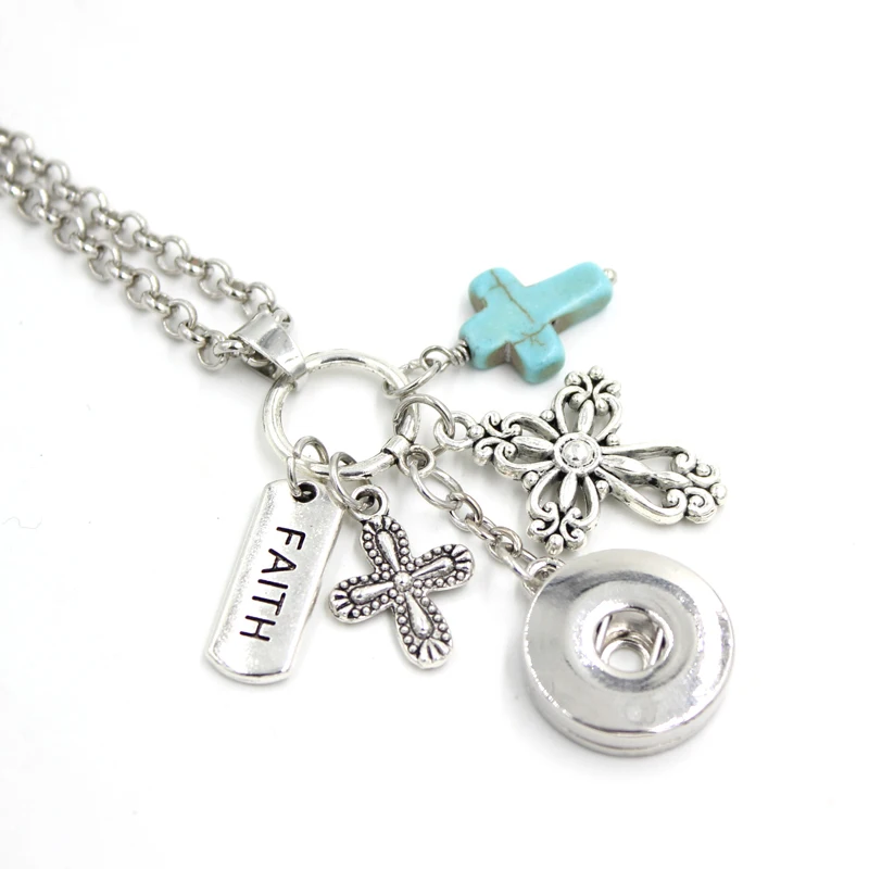 Cross Pendant Necklace Gift Cross Pendant Snap Jewelry Cross