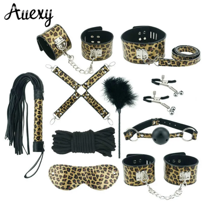 AUEXY-Bdsm-Bondage-PU-Leather-Golden-Leopard-Sex-Adult-Games-Set-Cuffs-Slave-Collar-Mouth-Gag_ydw