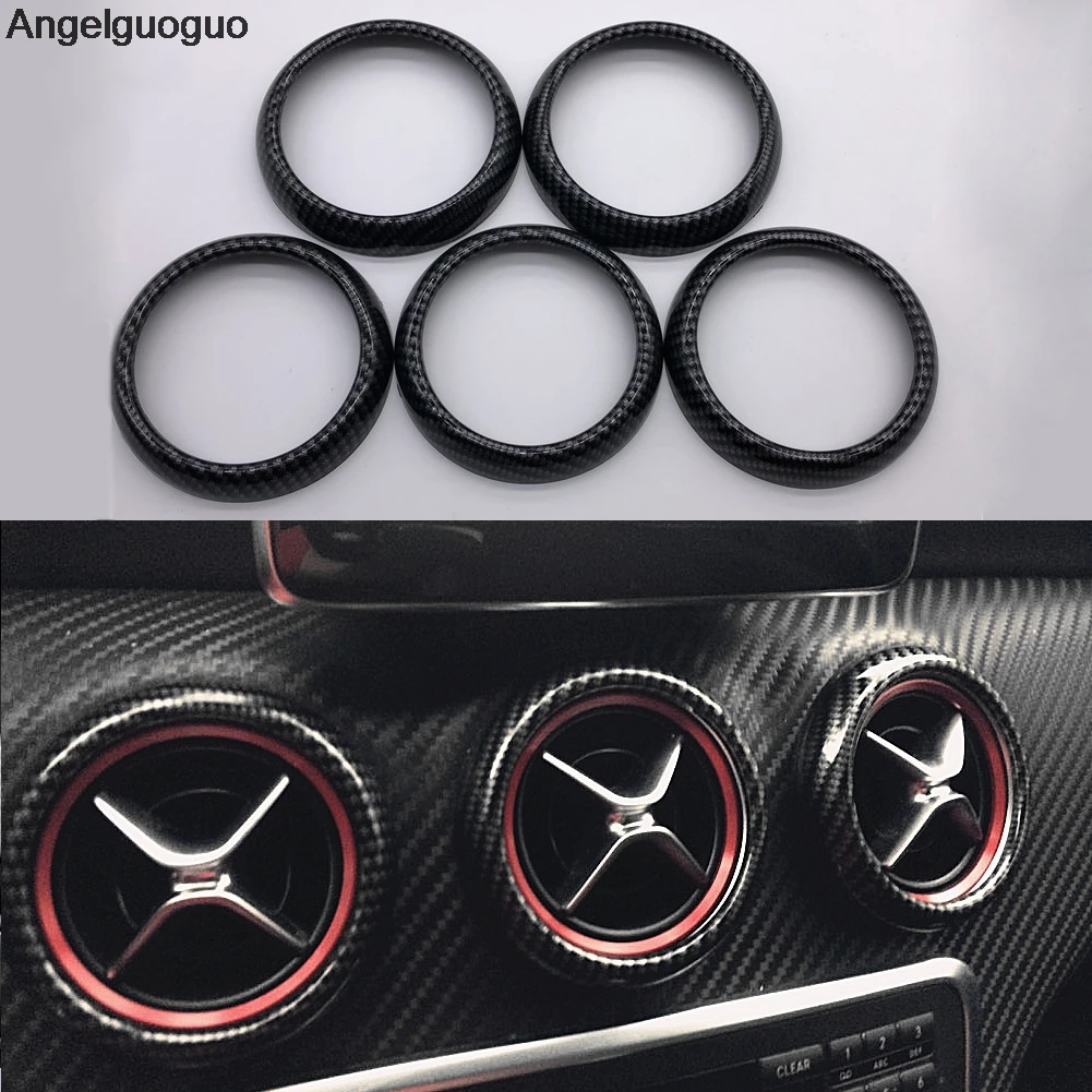 Углеродное волокно стиль кондиционер вентиляционное отверстие выход кольцо Крышка отделка украшения для Mercedes Benz GLA X156 CLA C117 класс