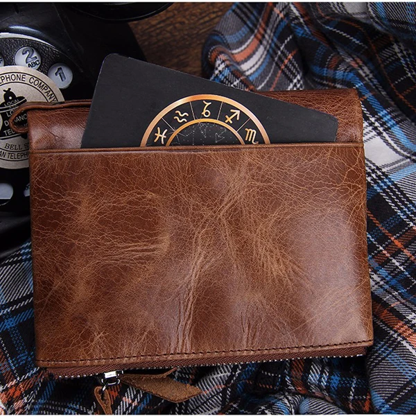Men Genuine Leather Cowhide Men Vintage Short Wallet