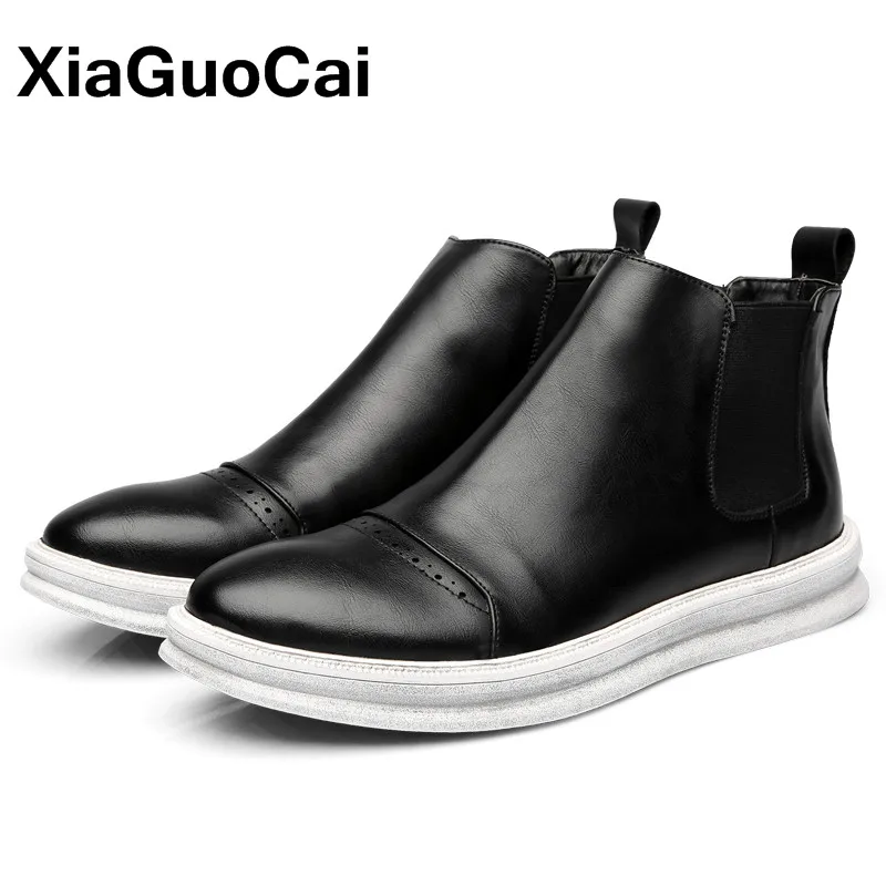 Boots Altura Botas Chelsea Increased Couro grey Crescente Ankle Increased Genuíno Slip Primavera Femininos Top black Alta on Sapatos Homens Outono Black Masculino Moda brown grey brown Mn De Increased Antiderrapante wHqz8FnI