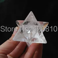 

00241 Clear Natural QUARTZ CRYSTAL Merkaba Star Carved Healing