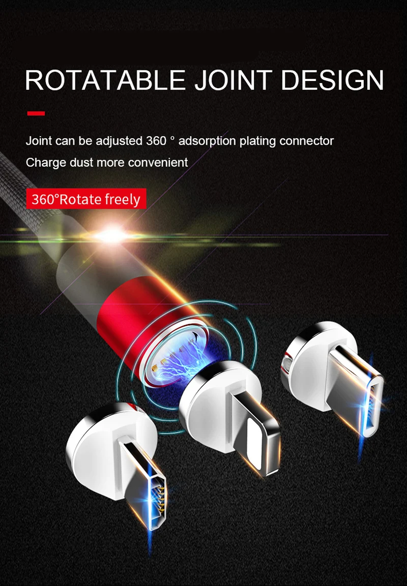 QC 3,0 Быстрая зарядка 3A Магнитный кабель type C Micro Usb быстрая зарядка Usb C светодиодный светильник для iPhone Xiaomi huawei Phone 1,2 м