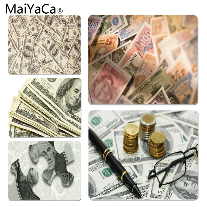 

MaiYaCa New Printed Money Dollars Bills Gamer Speed Mice Retail Small Rubber Mousepad Size for 18x22cm 25x29cm Small Mousepad