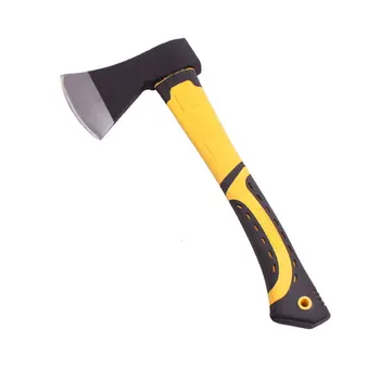 

Outdoor Survival Camping Life Saving Axe TPR Handle Yellow and Black Color Carbon Steel Splitting 800g Weight Wood Hand Tools