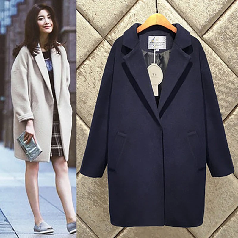 Зимнее корейское пальто для женщин модное винтажное шерстяное пальто для женщин отложной воротник офисный официальный для женщин пальто для женщин
