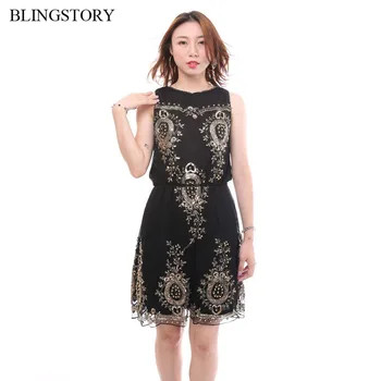 

BLINGSTORY Elegant Evening Sequin Summer Woman Clothes Party Black Rockabilly Dress Mini Vestidos Drop-shipping