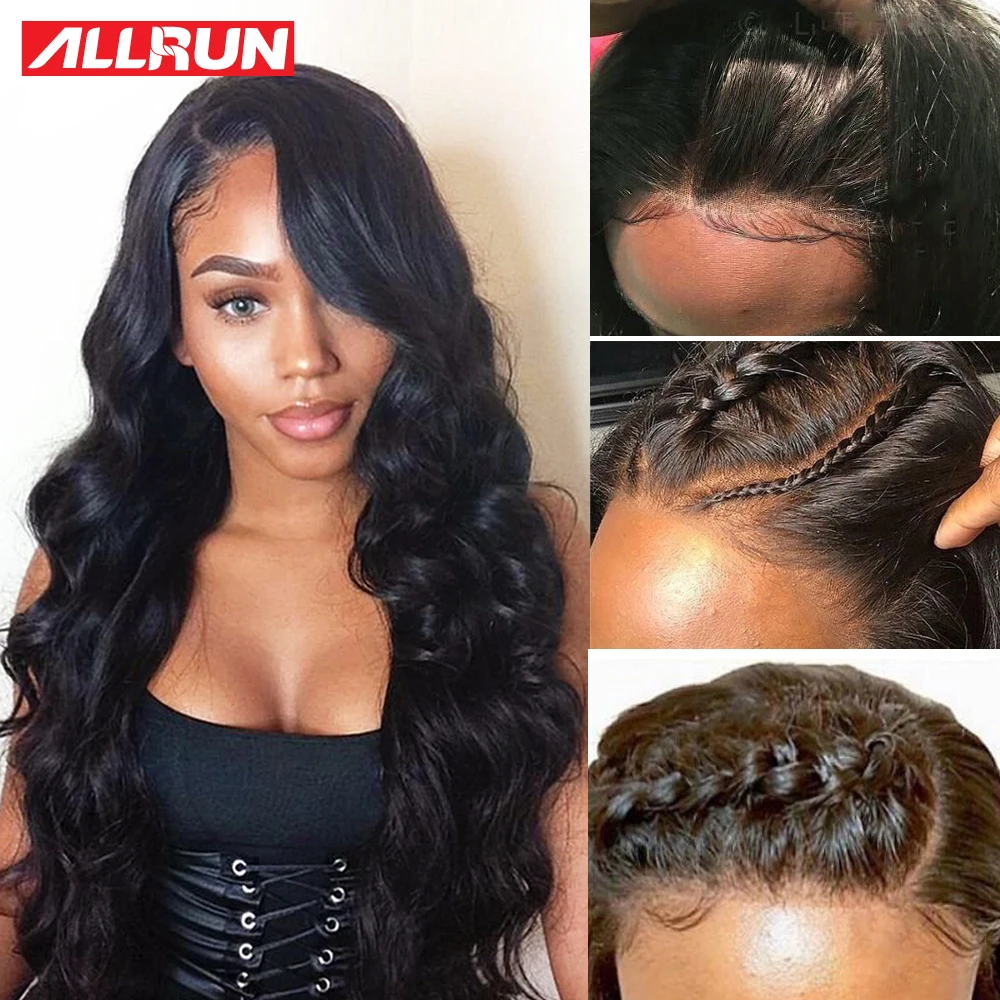 ALLRUN Body Wave Peruvian Human Hair Wigs 360 Lace Frontal Wig Lace Front Non Remy Short Bob Wigs 360 Lace Wig 8-20 Free Ship