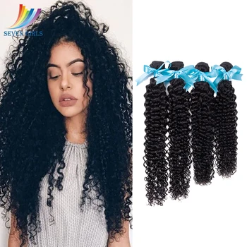 

Sevengirls Peruvian 10A 4 Bundles Deep Curly Natural Color Virgin Hair Extension 10-30inch Wet And Wavy Human Hair Free Shipping