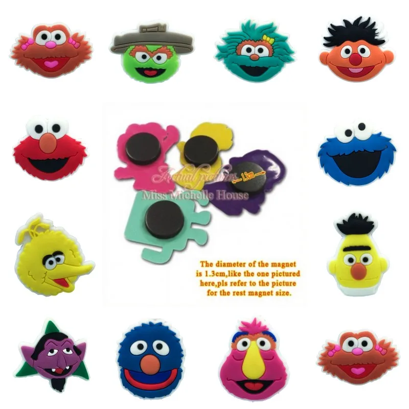 

18pcs/lot Sesame Street Cartoon Magnetic Fridge Magnets Novely PVC Whiteboard Sticker Kid Party Gift Home/Kitchen/Car Decoration