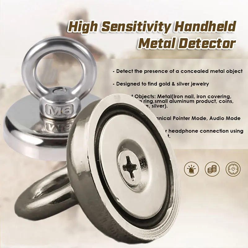 

Magnetic Hook Rings Magnet Metal Durable Treasure Hunting Fishing Strong Magnetic Sucker Detector 68KG/37KG/29KG/25KG/14KG