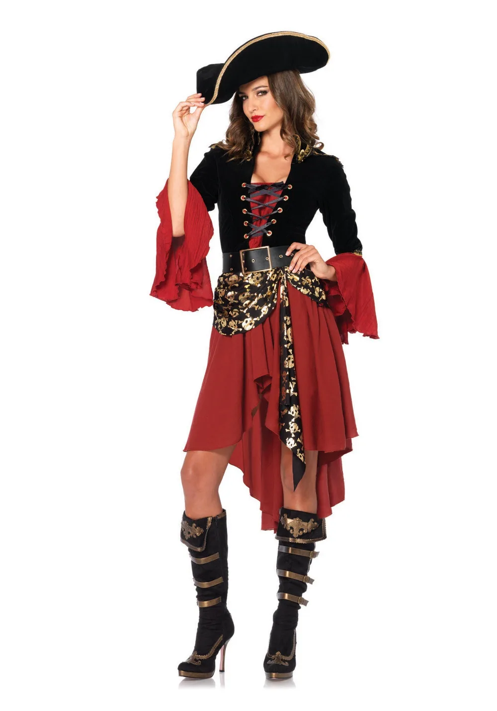

Pirates of the Caribbean Cruel Seas Captain Adult Women Pirate Halloween Cosplay Costume