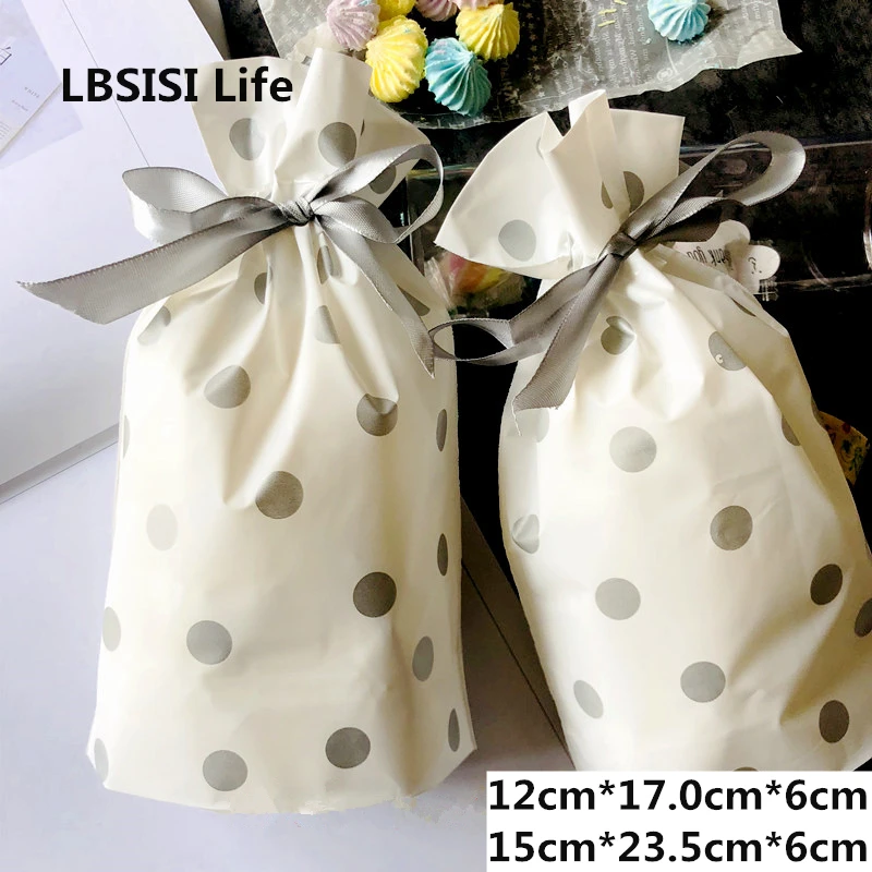 LBSISI жизни, 50 шт в наборе, сумка-мешок для печенья Пластик серебряные, в точку сумки-фаст-фуд, вечерние, подарков, свадебные, Пластик посылка сумка