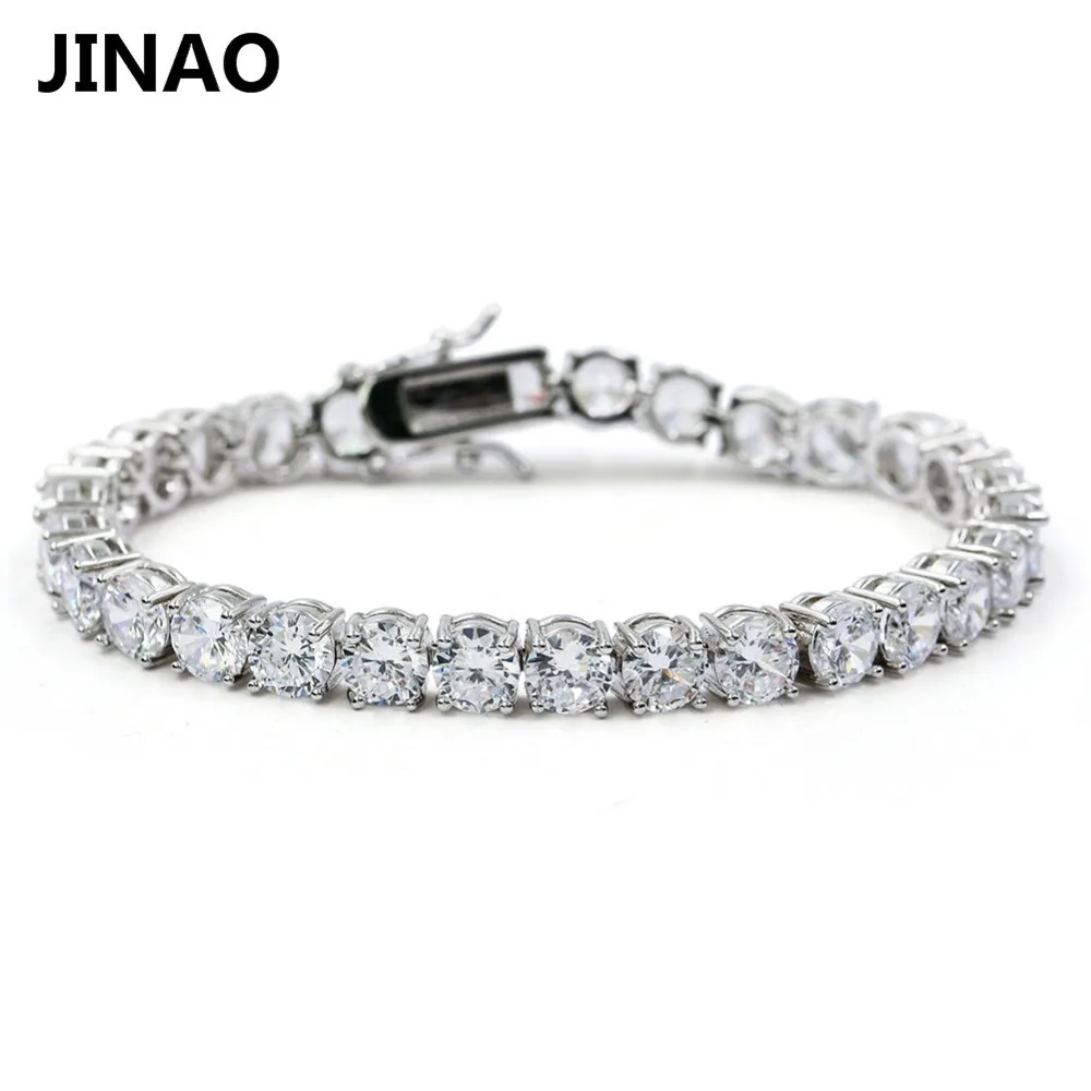 JINAO 1 ряд Золото Серебро AAA кубический цирконий проложили все Iced Out теннис Bling Lab CZ камни браслет