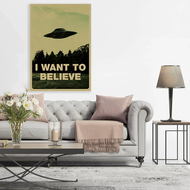 1 piece Vintage Classic Movie The Poster I Want To Believe Poster Bar Home Decor Kraft Paper Painting Wall Sticker