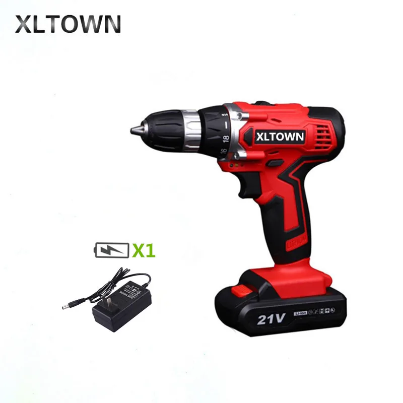 XLTOWN 21v electric screwdriver rechargeable lithium battery two-speed electric screwdriver home cordless drill Power tool 21v battery screwdriver electric mini cordless two speed charged drill power tools impact li ion screwdriver drille