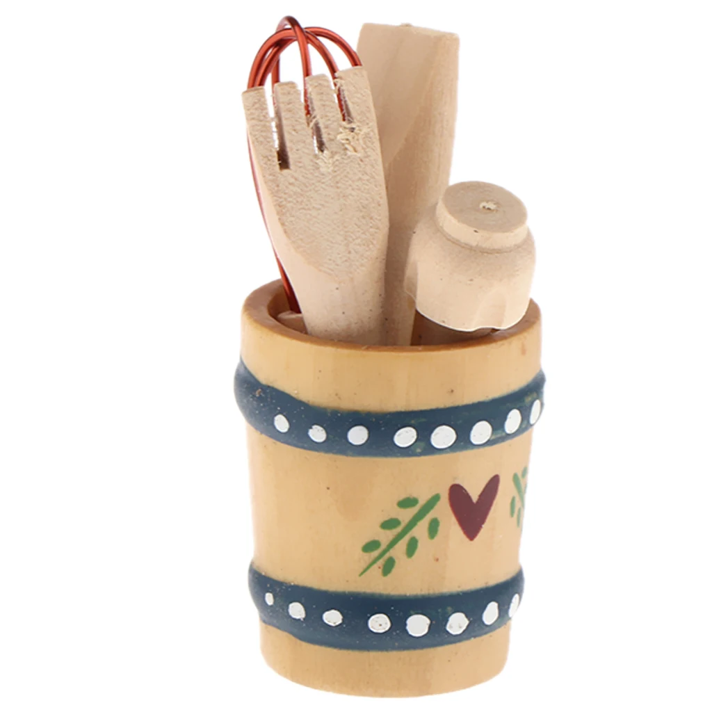 Miniature Japanese Kitchen Real Cooking Utensils, Dollhouse Wooden Kitchen Cooking Utensil Tool, Kitchen Toy Set 1/12 Scale