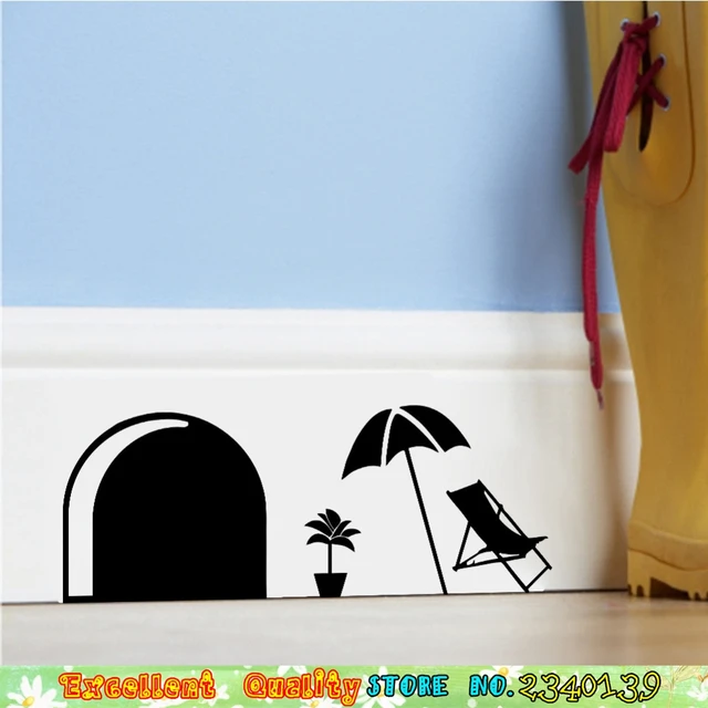 3d black mouse rats hole wall sticker home decor mural art decals