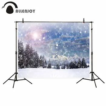 

Allenjoy photographic background Winter Snow Forest Sun Pine Nature scenery photo studio photobooth high quality not blurry