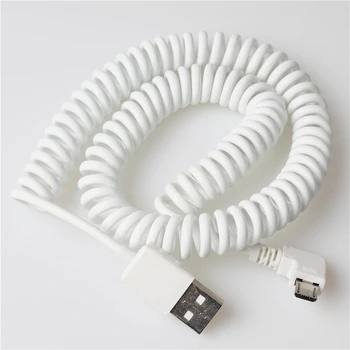 

right angle 3m micro usb spring coiled cable adapter Micro-usb sync data and charge charging Cord cabo for android phone white