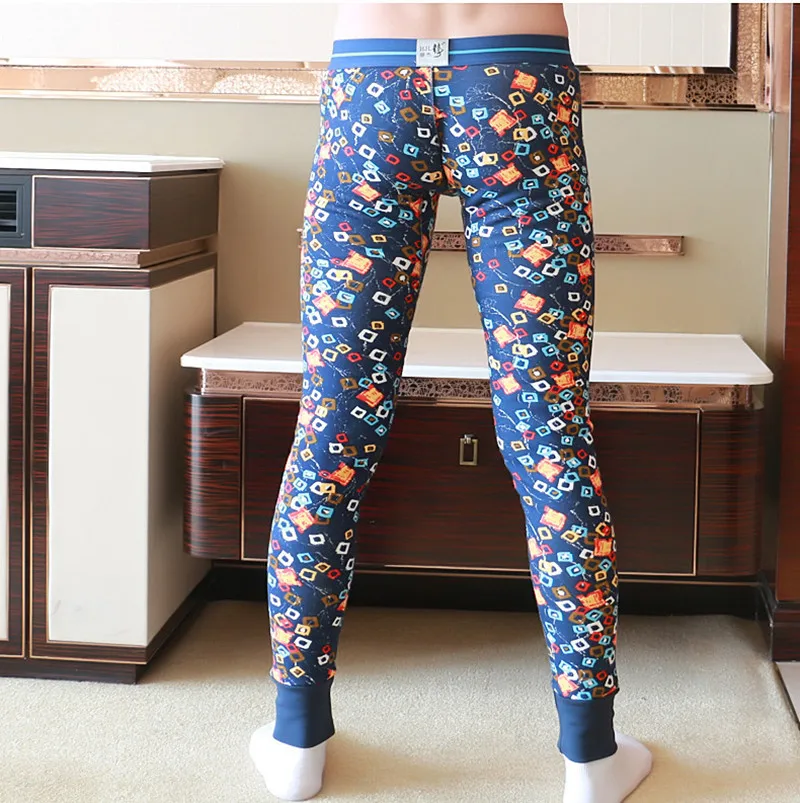 New men long johns mens warm pants elastic line of men's fashion cotton sexy underwear tight legging long Johns plus velvet