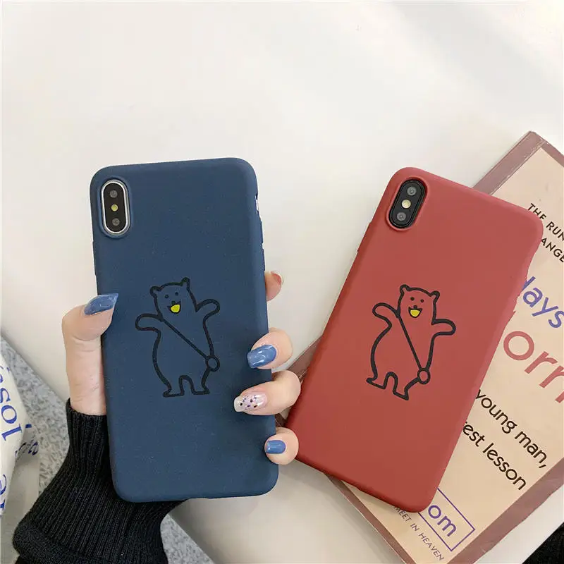 

Matte Cute Bear Case For iPhone X XS Max XR Silicon TPU Cover For iPhone 6 6S 7 8 Plus 7Plus 8Plus 6SPlus Cases Funda Shell