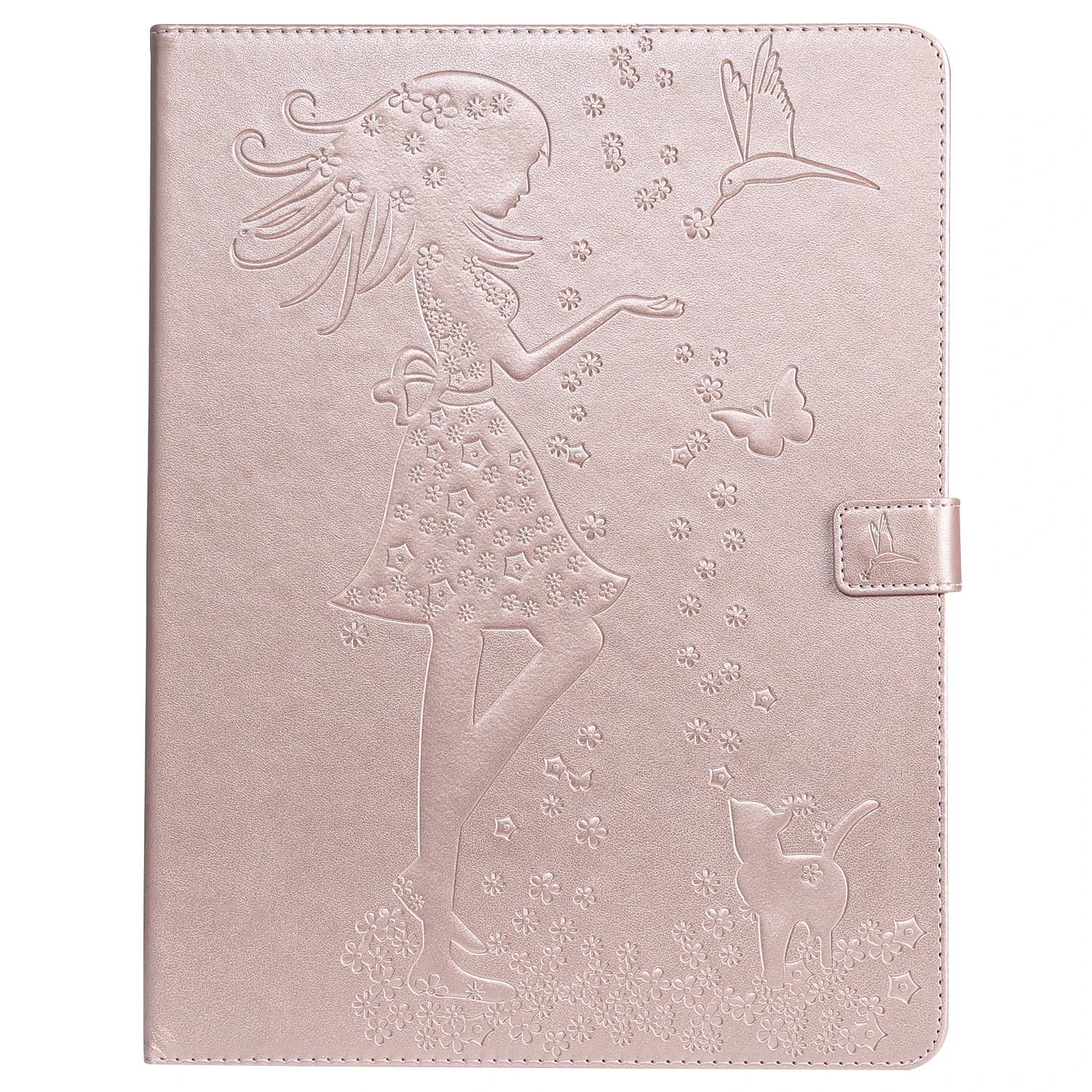 

Drop resistance cases For Apple ipad pro 2018 12.9" Fashion Little girl and cat Tablets Floral Case Magnetic PU Flat Cover