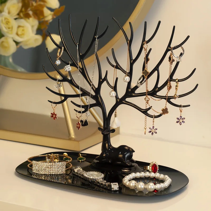

Deer Tree Shape Makeup Racks Necklace Earrings Ring Bracelet Pendant Jewelry Display Stand Tray Dressing Table Storage Supplies