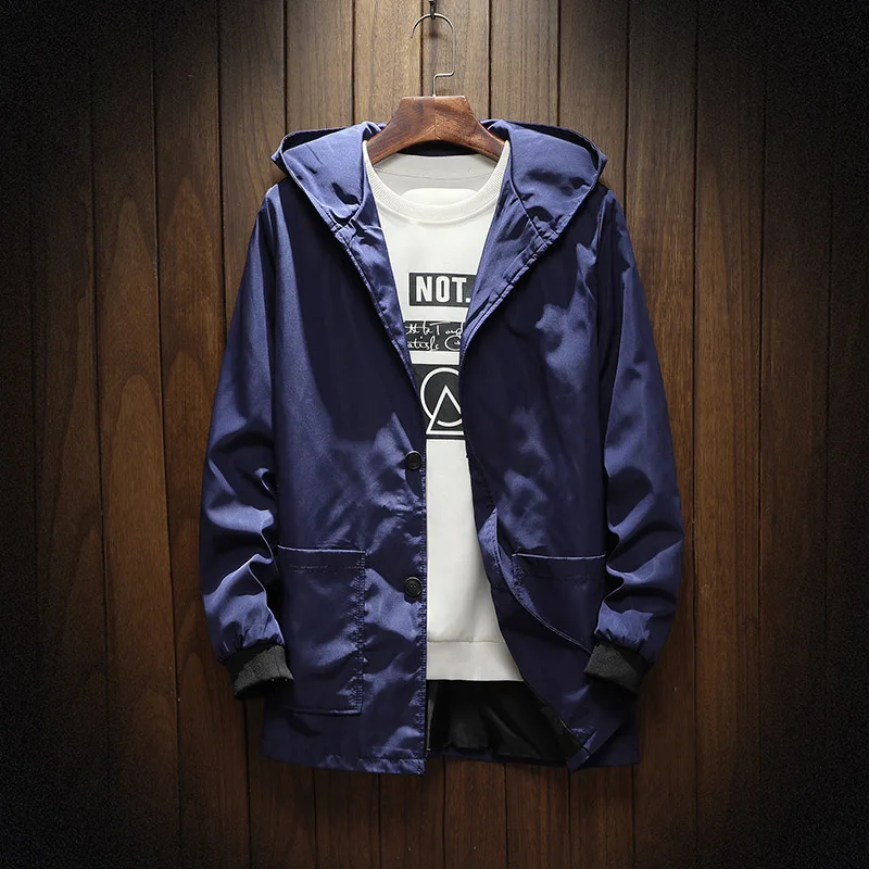 Autumn men's jacket Solid color coat men Plus size Male jacket hip-hop casual hooded Autumn men's jacket Solid color coat men Plus size Male jacket hip-hop casual hooded