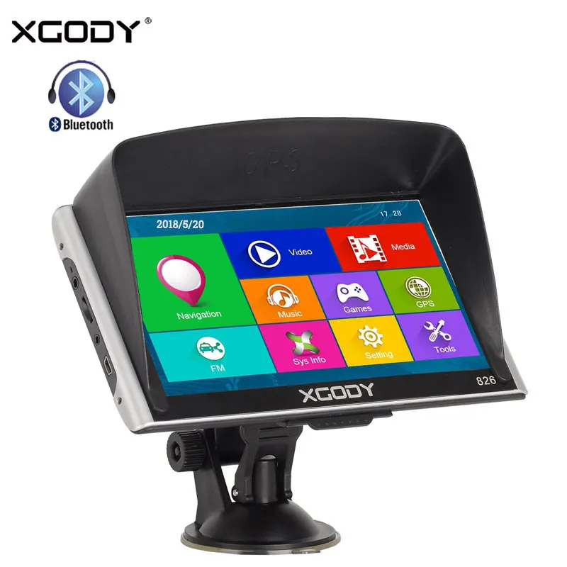 

XGODY 826 7" Car GPS 8GB ROM 256M RAM Capacitive Touchscreen NAV Truck Lorry GPS Navigation FM Lifetime Maps System Navigator