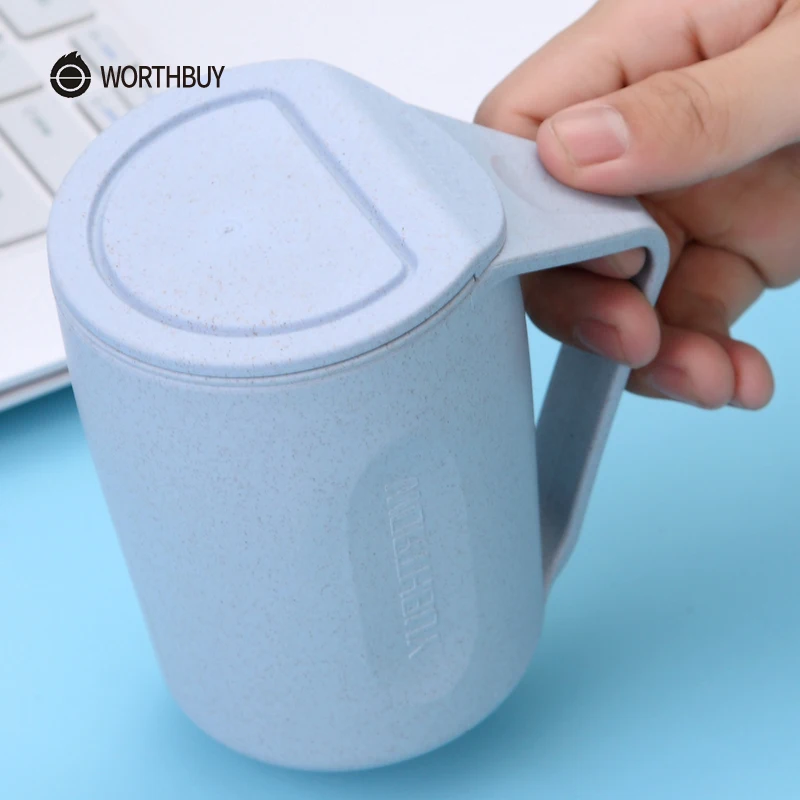 WORTHBUY, креативная кружка для чая из пшеничной соломы, пластиковая чашка для чая с чаем для заварки, рукоятка для детей, кружка для путешествий, школьная чашка для молока и кофе
